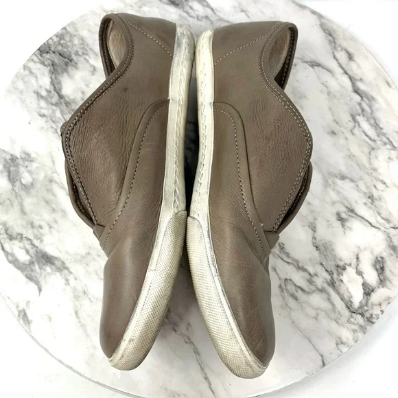 Frye Mindy Slip On Oxford Sneakers Gray Taupe Leather 8.5 Casual Academia Retro - Picture 7 of 12
